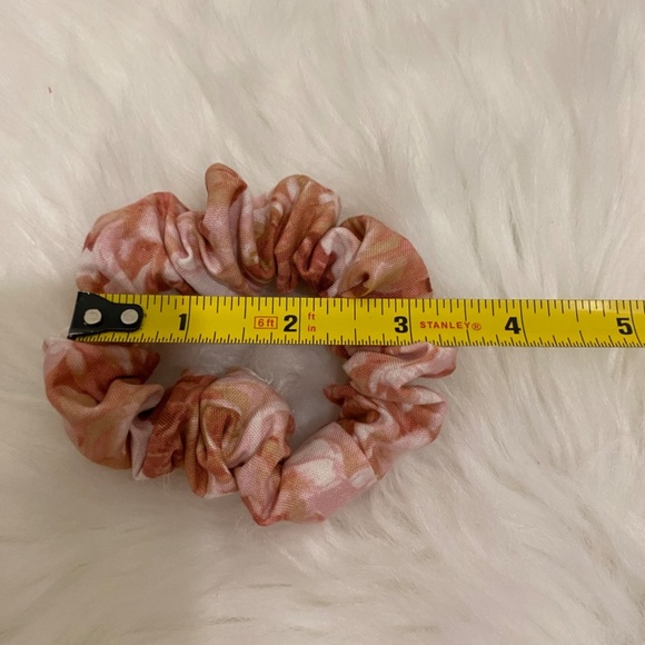 Rose Print Print Hair Scrunchie. Pink Multi. Mini - Picture 6 of 6
